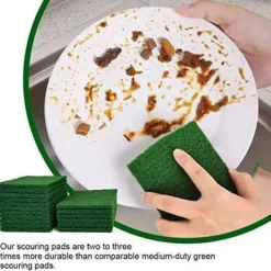 EDO MART Svampar & Dukar-40-pack diskmaskinsdynor, 4,5 x 6 tum gröna återanvändbara hushållsdiskunderlag