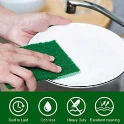 EDO MART Svampar & Dukar-40-pack diskmaskinsdynor, 4,5 x 6 tum gröna återanvändbara hushållsdiskunderlag