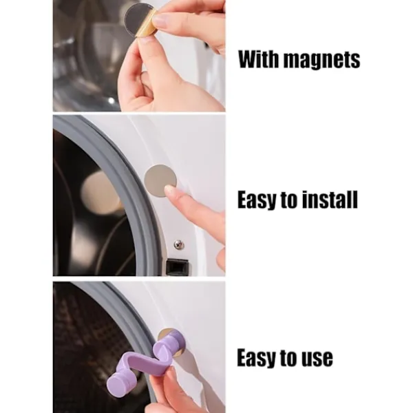 Tvättillbehör-3-pack, Dörrhållare för tvättmaskin, Magnetisk tvättmaskinsdörrtillbehör - Flexibel tvättmaskinsdörrstopp, Dörrhållare