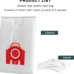 DAO Dammsugare & Tillbehör-20-pack Ersättningsdammsugarpåsar FJM 3D Efficiency för S200, S300, S600, S4 S6 Compact C2 C1 Serie Dammsugare