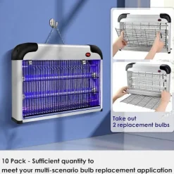 Archipelago Skadedjur & Insekter-10-pack Ersättningslampor för Insektsdödare 10W Kompatibla med 20W Inomhus Insektsdödare, BL T8 F10W 13-tums Lampa Myggdödare Rör UV