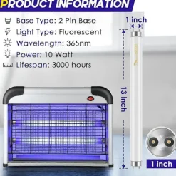 FMYSJ Skadedjur & Insekter-10-pack Ersättningslampor för Insektsdödare 10W för 20W Inomhus Insektsdödare, BL T8 F10W 33cm Lampa T (FMY)