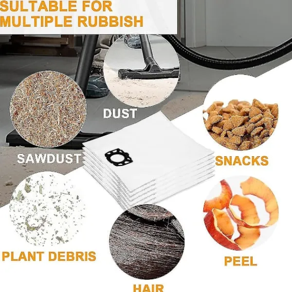 Dammsugare & Tillbehör-12-pack filterpåsar Dammsugarpåsar för Karcher Wd4 Wd5 Wd6 Mv4 Mv5 Mv6 reservdelar Tillbehörssats