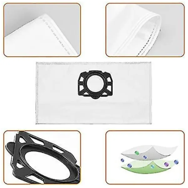 Dammsugare & Tillbehör-12-pack filterpåsar Dammsugarpåsar för Karcher Wd4 Wd5 Wd6 Mv4 Mv5 Mv6 reservdelar Tillbehörssats