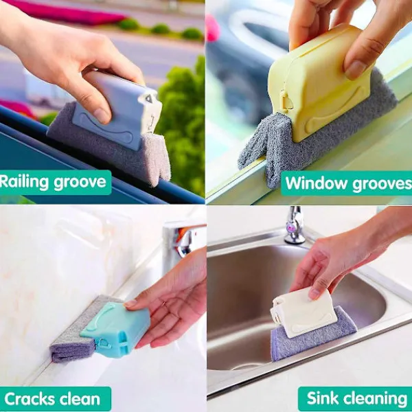 Fönsterrengöring-3-pack Fönster- och dörrspårsrengöringsborstar för handhållen spaltrengöring - Idealisk för alla fönster och skjutdörrar