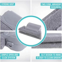 Fönsterrengöring-2-pack fönster- och spårrengöringssvamp med mjukt ergonomiskt grepp - Perfekt för fönster, dörrspår, kakelfogar, jalusier, bil