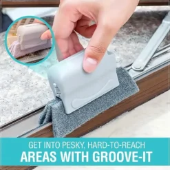 Fönsterrengöring-2-pack fönster- och spårrengöringssvamp med mjukt ergonomiskt grepp - Perfekt för fönster, dörrspår, kakelfogar, jalusier, bil