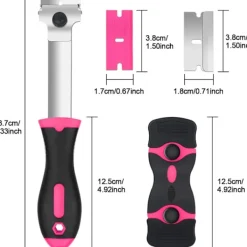 wxsp Fönsterrengöring-3-pack Glasskrapare med 30 Extra Blad för Skrapor, Multifunktionell Rengöring, för Etiketter, Dekaler, Glasfärg (Rosa - Dubbel)