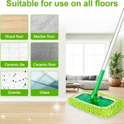 Svampar & Dukar-10-pack golvmoppar kompatibla med Swiffer Sweeper för våt och torr användning, återanvändbara mikrofiberdukar för alla golvtyper, grön 25x11,5 cm