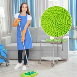 Svampar & Dukar-10-pack golvmoppar kompatibla med Swiffer Sweeper för våt och torr användning, återanvändbara mikrofiberdukar för alla golvtyper, grön 25x11,5 cm