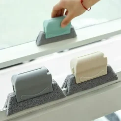 Fönsterrengöring-3-pack Groove Rengöringsborste, Magisk Fönster Rengöringsborste, Fönster Rengöringsborste, Skjutdörr Spår Rengöringsborste (Grå, Blå, Beige)