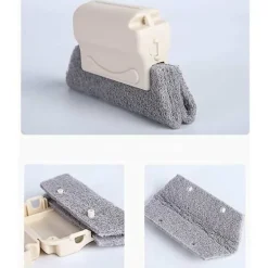 Fönsterrengöring-3-pack Groove Rengöringsborste, Magisk Fönster Rengöringsborste, Fönster Rengöringsborste, Skjutdörr Spår Rengöringsborste (Grå, Blå, Beige)