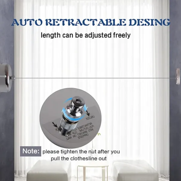 Tvättillbehör-2-pack hållbar 304 rostfritt stål infällbar klädstreck med