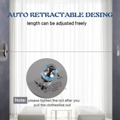 Tvättillbehör-2-pack hållbart 304 rostfritt stål infällbar klädstreck med