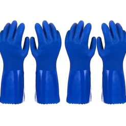 Rengöringsmedel-2-pack Hushållshandskar Bomullsfodrade Diskhanskar Diskmaskinshandskar Gummihandskar Köksredskap, Blå