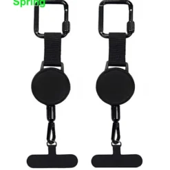 Dammsugare & Tillbehör-2-pack infällbar stöldskyddad telefonhållare, telefonrem, säkerhetslina för smartphone, bältesklämma