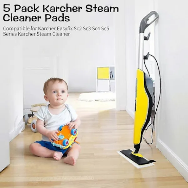 Städmaskiner-5-pack Karcher Ångrengöringsdynor, Karcher Ångrengöringstillbehör, Kompatibel med Karcher Easyfix Sc2 Sc3 Sc4 Sc5-serien Karcher Ångrengörare Cl