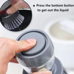 Svampar & Dukar-2-pack Köksdiskborste, Diskborste med behållare, Tvättborste med flytande dispenser (Grå)