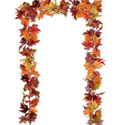 Fönsterrengöring-3-pack Konstgjord Höst Lönnlöv Girlang, 1,8 m/st Hängande Vinranka Girlang Konstgjord Höstlöv Girlang Thanksgiving Dekoration