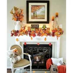 Fönsterrengöring-3-pack Konstgjord Höst Lönnlöv Girlang, 1,8 m/st Hängande Vinranka Girlang Konstgjord Höstlöv Girlang Thanksgiving Dekoration