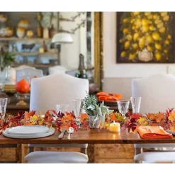 Fönsterrengöring-3-pack Konstgjord Höst Lönnlöv Girlang, 1,8 m/st Hängande Vinranka Girlang Konstgjord Höstlöv Girlang Thanksgiving Dekoration