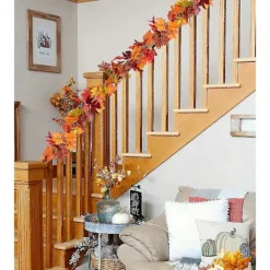 Fönsterrengöring-3-pack Konstgjord Höst Lönnlöv Girlang, 1,8 m/st Hängande Vinranka Girlang Konstgjord Höstlöv Girlang Thanksgiving Dekoration