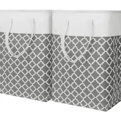 Tvättillbehör-2-pack 75L tvättkorg med långa förstärkta handtag, fristående