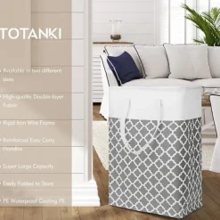 Tvättillbehör-2-pack 75L tvättkorg med långa förstärkta handtag, fristående