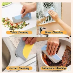 Fönsterrengöring-3-pack Liten Skrapa, Mini Silikonskrapa för Diskbänk och Bänkskiva