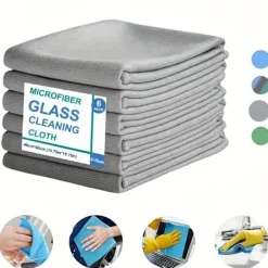 AIZHENCHEN Fönsterrengöring-6-pack Mikrofiber Glasrengöringsdukar - Ränderfria, För Fönster/Bil/Speglar, Återanvändbara 6 PCS