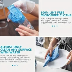 AIZHENCHEN Svampar & Dukar-6-pack Mikrofiber Glasrengöringsdukar - Ränderfria, För Fönster/Bil/Speglar, Återanvändbara 6 PCS