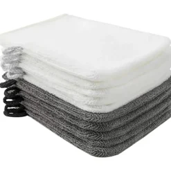 Svampar & Dukar-10-pack mikrofiber tvättlappar (grå och ljusvit) Storlek 15 x 21 cm, badhandskar i frotté