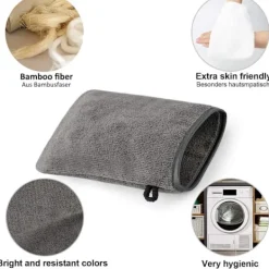 Svampar & Dukar-10-pack mikrofiber tvättlappar (grå och ljusvit) Storlek 15 x 21 cm, badhandskar i frotté
