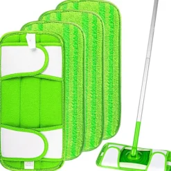 OCEAN Städmoppar-4-pack Mikrofibermopp (Grön) Kompatibel med Swiffer Sweeper