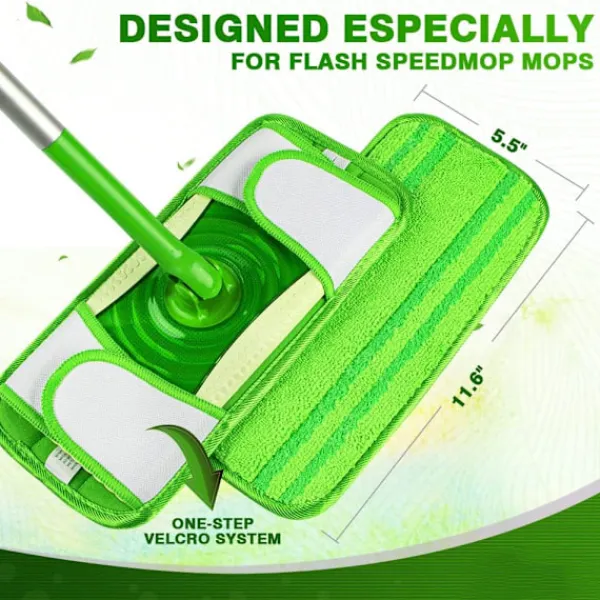 OCEAN Städmoppar-4-pack Mikrofibermopp (Grön) Kompatibel med Swiffer Sweeper