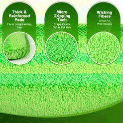OCEAN Städmoppar-4-pack Mikrofibermopp (Grön) Kompatibel med Swiffer Sweeper