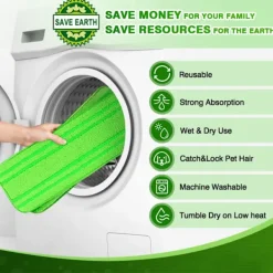 OCEAN Städmoppar-4-pack Mikrofibermopp (Grön) Kompatibel med Swiffer Sweeper