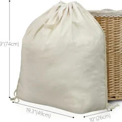 Tvättillbehör-2-pack naturliga bomullslinne tvättpåsar med bärhandtag och dragskostängning, maskintvättbara för tvättkorg eller korgar