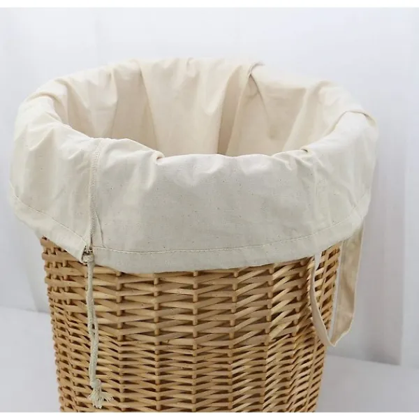 Tvättillbehör-2-pack naturliga bomullslinne tvättpåsar med bärhandtag och dragskostängning, maskintvättbara för tvättkorg eller korgar