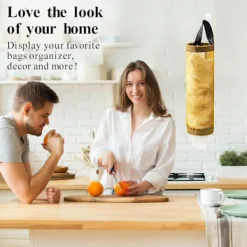 DAO Soptunnor-2-pack Plastpåsehållare, Påsehållare i Nät för Att Hänga, Förvaringspåse för Sopåsar, Vikbar Påseförvaring för Hemmet och Köket