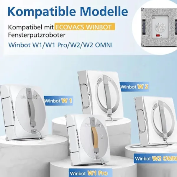 Fönsterrengöring-6-pack rengöringspads för Ecovacs Winbot W1 / W1 Pro / W2 / W2 Omni fönsterputsrobotar, fönsterputsrobot, tvättbar mikrofiberrengöring