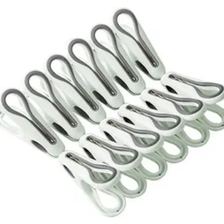 Tvättillbehör-12-pack små klädnypor (vita) - halkfria, vindtäta klädnypor för tvättlina, starkt grepp och klädnypor som inte lämnar märken,