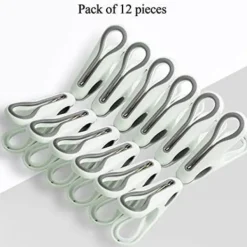 Tvättillbehör-12-pack små klädnypor (vita) - halkfria, vindtäta klädnypor för tvättlina, starkt grepp och klädnypor som inte lämnar märken,