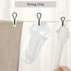 Tvättillbehör-12-pack små klädnypor (vita) - halkfria, vindtäta klädnypor för tvättlina, starkt grepp och klädnypor som inte lämnar märken,
