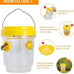 Skadedjur & Insekter-3-pack Solcellsdrivna getingfällor för utomhusbruk, hängande snickarbi-fällor [BR] Yellow Ink Green