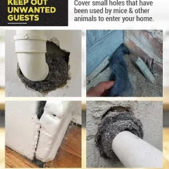 Skadedjur & Insekter-24-pack Stålull för Mösskontroll Tråd Ull Musklass för Rengöring & Tätning av Små Hål Fin Tråd Ull Råttor Rulle