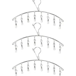 Tvättillbehör-3-pack strumptorkar tvättställ torkställning inomhus utomhus dropphängare med 10 klämmor för torkning av handdukar, blöjor