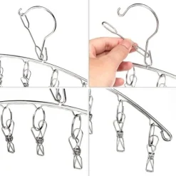 Tvättillbehör-3-pack strumptorkar tvättställ torkställning inomhus utomhus dropphängare med 10 klämmor för torkning av handdukar, blöjor