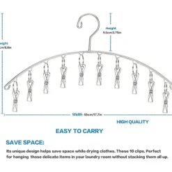 Tvättillbehör-3-pack strumptorkar tvättställ torkställning inomhus utomhus dropphängare med 10 klämmor för torkning av handdukar, blöjor
