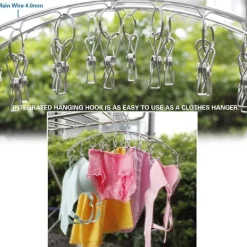 Tvättillbehör-3-pack strumptorkar tvättställ torkställning inomhus utomhus dropphängare med 10 klämmor för torkning av handdukar, blöjor